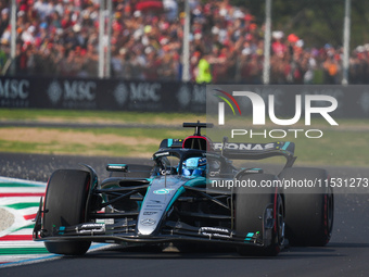 George Russell of the UK drives the (63) Mercedes-AMG Petronas F1 Team F1 W15 E Performance Mercedes during the Formula 1 Pirelli Gran Premi...