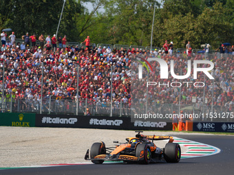 Oscar Piastri of Australia drives the (81) McLaren F1 Team MCL38 Mercedes during the Formula 1 Pirelli Gran Premio d'Italia 2024 in Monza, I...