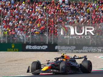 Sergio Perez of Mexico drives the (11) Oracle Red Bull Racing RB20 Honda RBPT during the Formula 1 Pirelli Gran Premio d'Italia 2024 in Monz...