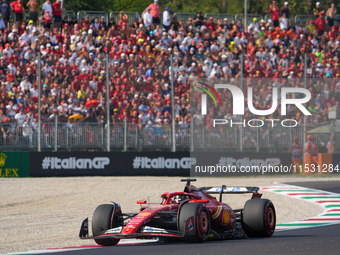 Charles Leclerc of Monaco drives the (16) Scuderia Ferrari SF-24 Ferrari during the Formula 1 Pirelli Gran Premio d'Italia 2024 in Monza, It...