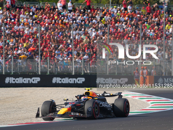 Sergio Perez of Mexico drives the (11) Oracle Red Bull Racing RB20 Honda RBPT during the Formula 1 Pirelli Gran Premio d'Italia 2024 in Monz...