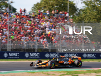 Oscar Piastri of Australia drives the (81) McLaren F1 Team MCL38 Mercedes during the Formula 1 Pirelli Gran Premio d'Italia 2024 in Monza, I...