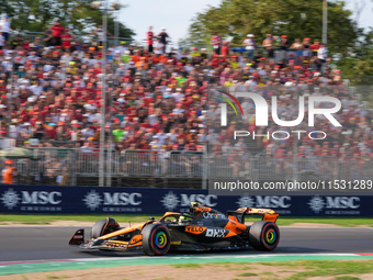 Lando Norris of the UK drives the (4) McLaren F1 Team MCL38 Mercedes during the Formula 1 Pirelli Gran Premio d'Italia 2024 in Monza, Italy,...