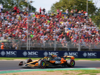 Lando Norris of the UK drives the (4) McLaren F1 Team MCL38 Mercedes during the Formula 1 Pirelli Gran Premio d'Italia 2024 in Monza, Italy,...