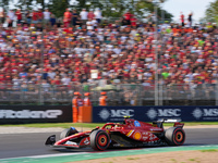 Carlos Sainz Jr. of Spain drives the (55) Scuderia Ferrari SF-24 Ferrari during the Formula 1 Pirelli Gran Premio d'Italia 2024 in Monza, It...