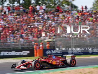 Charles Leclerc of Monaco drives the (16) Scuderia Ferrari SF-24 Ferrari during the Formula 1 Pirelli Gran Premio d'Italia 2024 in Monza, It...