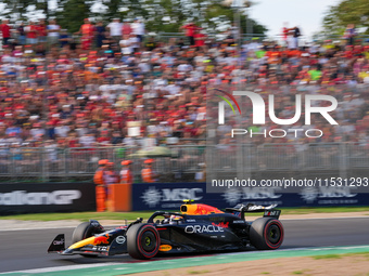 Carlos Sainz Jr. of Spain drives the (55) Scuderia Ferrari SF-24 Ferrari during the Formula 1 Pirelli Gran Premio d'Italia 2024 in Monza, It...