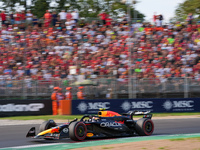 Carlos Sainz Jr. of Spain drives the (55) Scuderia Ferrari SF-24 Ferrari during the Formula 1 Pirelli Gran Premio d'Italia 2024 in Monza, It...