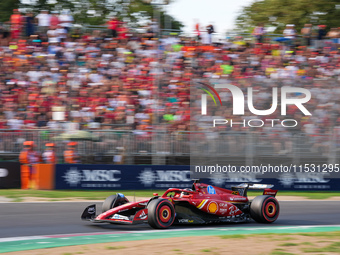 Charles Leclerc of Monaco drives the (16) Scuderia Ferrari SF-24 Ferrari during the Formula 1 Pirelli Gran Premio d'Italia 2024 in Monza, It...