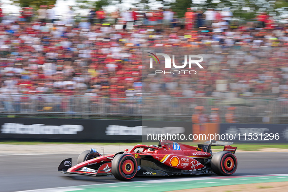 Charles Leclerc of Monaco drives the (16) Scuderia Ferrari SF-24 Ferrari during the Formula 1 Pirelli Gran Premio d'Italia 2024 in Monza, It...