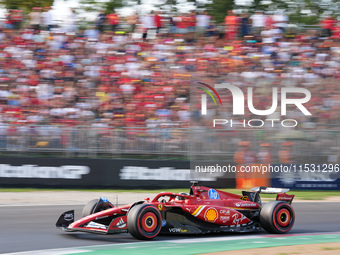 Charles Leclerc of Monaco drives the (16) Scuderia Ferrari SF-24 Ferrari during the Formula 1 Pirelli Gran Premio d'Italia 2024 in Monza, It...