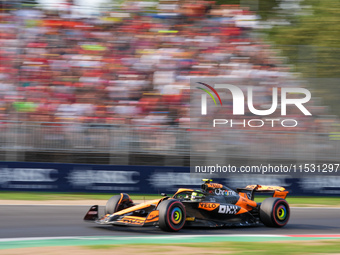 Lando Norris of the UK drives the (4) McLaren F1 Team MCL38 Mercedes during the Formula 1 Pirelli Gran Premio d'Italia 2024 in Monza, Italy,...