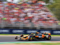 Lando Norris of the UK drives the (4) McLaren F1 Team MCL38 Mercedes during the Formula 1 Pirelli Gran Premio d'Italia 2024 in Monza, Italy,...