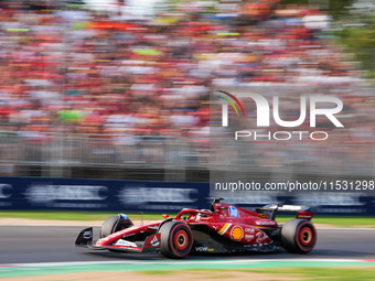 Charles Leclerc of Monaco drives the (16) Scuderia Ferrari SF-24 Ferrari during the Formula 1 Pirelli Gran Premio d'Italia 2024 in Monza, It...