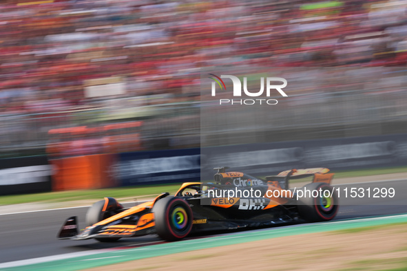 Oscar Piastri of Australia drives the (81) McLaren F1 Team MCL38 Mercedes during the Formula 1 Pirelli Gran Premio d'Italia 2024 in Monza, I...