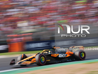 Oscar Piastri of Australia drives the (81) McLaren F1 Team MCL38 Mercedes during the Formula 1 Pirelli Gran Premio d'Italia 2024 in Monza, I...