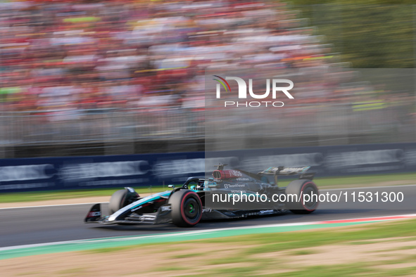 George Russell of the UK drives the (63) Mercedes-AMG Petronas F1 Team F1 W15 E Performance Mercedes during the Formula 1 Pirelli Gran Premi...