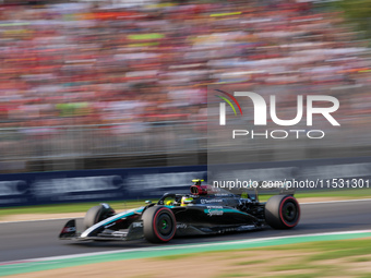 Lewis Hamilton of the UK drives the (44) Mercedes-AMG Petronas F1 Team F1 W15 E Performance Mercedes during the Formula 1 Pirelli Gran Premi...