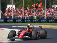 Carlos Sainz Jr. of Spain drives the (55) Scuderia Ferrari SF-24 Ferrari during the Formula 1 Pirelli Gran Premio d'Italia 2024 in Monza, It...