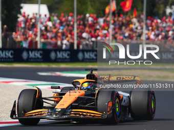 Oscar Piastri of Australia drives the (81) McLaren F1 Team MCL38 Mercedes during the Formula 1 Pirelli Gran Premio d'Italia 2024 in Monza, I...