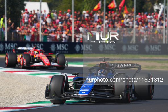 Franco Colapinto of Argentina drives the (43) Williams Racing FW46 Mercedes during the Formula 1 Pirelli Gran Premio d'Italia 2024 in Monza,...