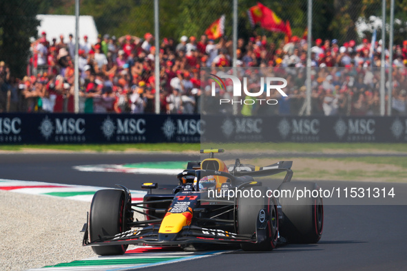 Sergio Perez of Mexico drives the (11) Oracle Red Bull Racing RB20 Honda RBPT during the Formula 1 Pirelli Gran Premio d'Italia 2024 in Monz...