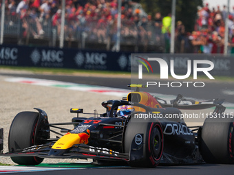 Sergio Perez of Mexico drives the (11) Oracle Red Bull Racing RB20 Honda RBPT during the Formula 1 Pirelli Gran Premio d'Italia 2024 in Monz...