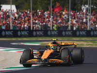 Lando Norris of the UK drives the (4) McLaren F1 Team MCL38 Mercedes during the Formula 1 Pirelli Gran Premio d'Italia 2024 in Monza, Italy,...