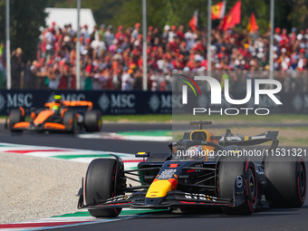 Max Verstappen of the Netherlands drives the Oracle Red Bull Racing RB20 Honda RBPT during the Formula 1 Pirelli Gran Premio d'Italia 2024 i...