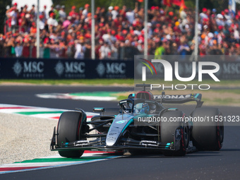 George Russell of the UK drives the (63) Mercedes-AMG Petronas F1 Team F1 W15 E Performance Mercedes during the Formula 1 Pirelli Gran Premi...