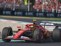 Carlos Sainz Jr. of Spain drives the (55) Scuderia Ferrari SF-24 Ferrari during the Formula 1 Pirelli Gran Premio d'Italia 2024 in Monza, It...