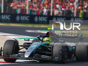 Lewis Hamilton of the UK drives the (44) Mercedes-AMG Petronas F1 Team F1 W15 E Performance Mercedes during the Formula 1 Pirelli Gran Premi...