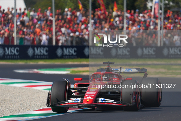 Charles Leclerc of Monaco drives the (16) Scuderia Ferrari SF-24 Ferrari during the Formula 1 Pirelli Gran Premio d'Italia 2024 in Monza, It...