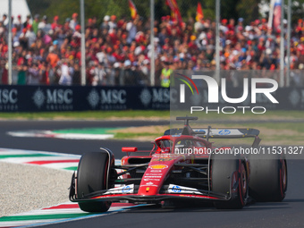 Charles Leclerc of Monaco drives the (16) Scuderia Ferrari SF-24 Ferrari during the Formula 1 Pirelli Gran Premio d'Italia 2024 in Monza, It...