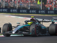 Lewis Hamilton of the UK drives the (44) Mercedes-AMG Petronas F1 Team F1 W15 E Performance Mercedes during the Formula 1 Pirelli Gran Premi...