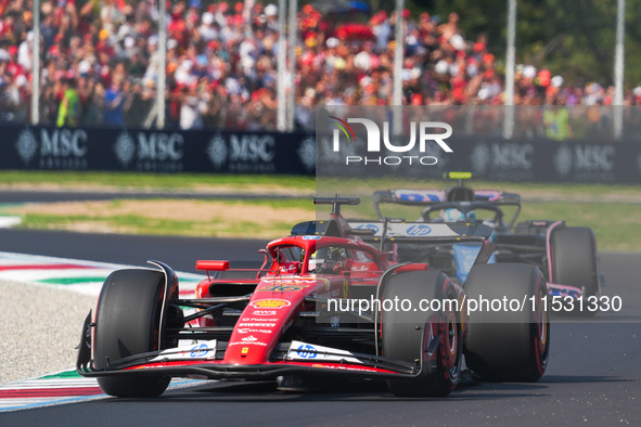 Charles Leclerc of Monaco drives the (16) Scuderia Ferrari SF-24 Ferrari during the Formula 1 Pirelli Gran Premio d'Italia 2024 in Monza, It...