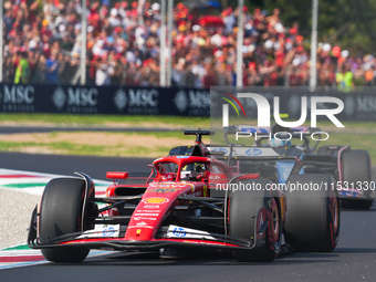 Charles Leclerc of Monaco drives the (16) Scuderia Ferrari SF-24 Ferrari during the Formula 1 Pirelli Gran Premio d'Italia 2024 in Monza, It...