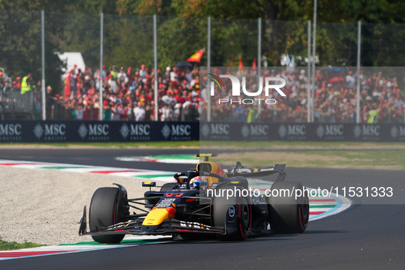 Sergio Perez of Mexico drives the (11) Oracle Red Bull Racing RB20 Honda RBPT during the Formula 1 Pirelli Gran Premio d'Italia 2024 in Monz...