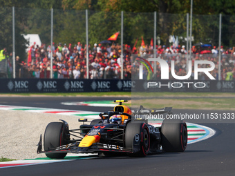 Sergio Perez of Mexico drives the (11) Oracle Red Bull Racing RB20 Honda RBPT during the Formula 1 Pirelli Gran Premio d'Italia 2024 in Monz...