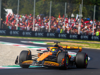 Oscar Piastri of Australia drives the (81) McLaren F1 Team MCL38 Mercedes during the Formula 1 Pirelli Gran Premio d'Italia 2024 in Monza, I...