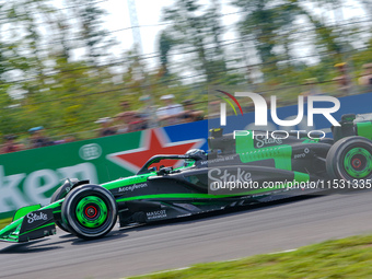 Zhou Guanyu of China drives the (24) Stake F1 Team Kick Sauber C44 during the FP3 of the Formula 1 Pirelli Gran Premio d'Italia 2024 in Monz...