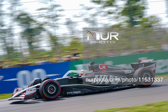 Kevin Magnussen of Denmark drives the (20) MoneyGram Haas F1 Team VF-24 during the FP3 of the Formula 1 Pirelli Gran Premio d'Italia 2024 in...