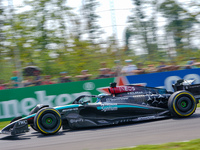 George Russell of the United Kingdom drives the (63) Mercedes-AMG PETRONAS F1 Team W15 during the FP3 of the Formula 1 Pirelli Gran Premio d...