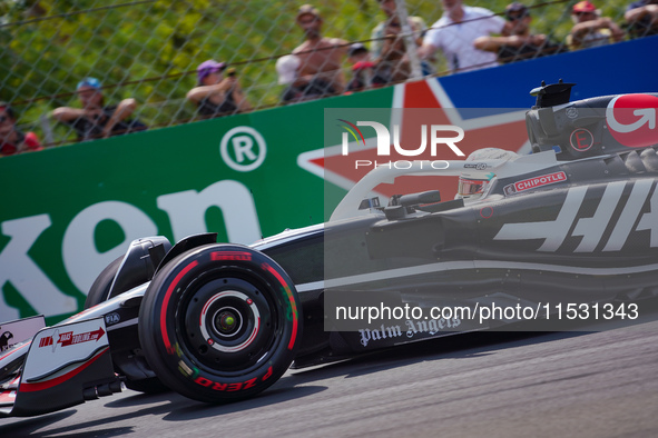 Kevin Magnussen of Denmark drives the (20) MoneyGram Haas F1 Team VF-24 during the FP3 of the Formula 1 Pirelli Gran Premio d'Italia 2024 in...