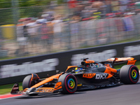 Oscar Piastri of Australia drives the (81) McLaren F1 Team MCL38 during FP3 of the Formula 1 Pirelli Gran Premio d'Italia 2024 in Monza, Ita...