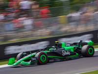 Zhou Guanyu of China drives the (24) Stake F1 Team Kick Sauber C44 during the FP3 of the Formula 1 Pirelli Gran Premio d'Italia 2024 in Monz...