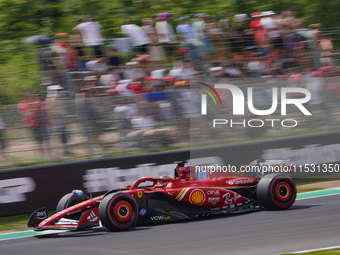 Charles Leclerc of Monaco drives the (16) Scuderia Ferrari SF-24 during the FP3 of the Formula 1 Pirelli Gran Premio d'Italia 2024 in Monza,...