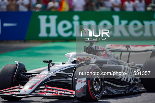 Kevin Magnussen of Denmark drives the (20) MoneyGram Haas F1 Team VF-24 during the FP3 of the Formula 1 Pirelli Gran Premio d'Italia 2024 in...