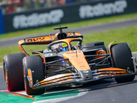 Oscar Piastri of Australia drives the (81) McLaren F1 Team MCL38 during FP3 of the Formula 1 Pirelli Gran Premio d'Italia 2024 in Monza, Ita...