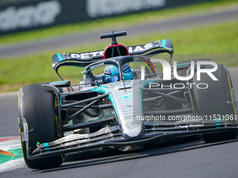 George Russell of the United Kingdom drives the (63) Mercedes-AMG PETRONAS F1 Team W15 during the FP3 of the Formula 1 Pirelli Gran Premio d...